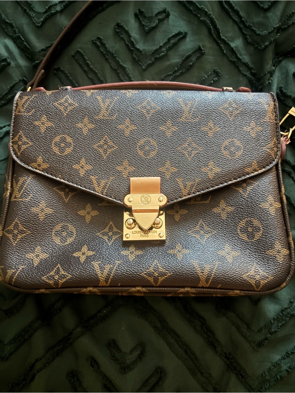 Louis Vuitton Monogram Canvas Shoulder Bag in Brown with Gold Hardware